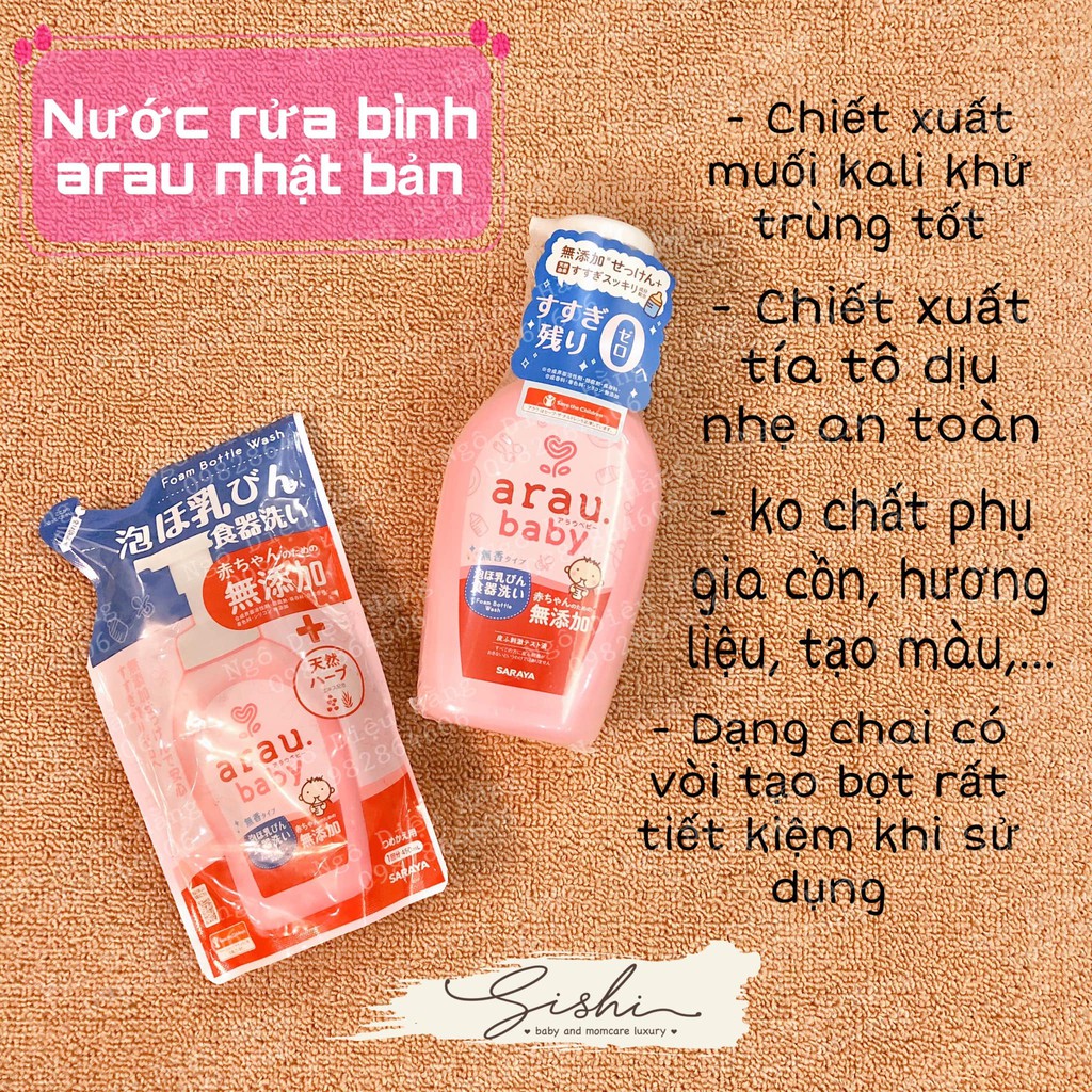 NƯỚC RỬA BÌNH SỮA ARAU BABY Thảo Mộc BÌNH/TÚI/COMBO