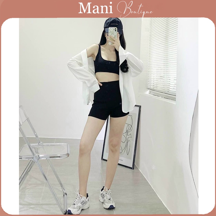 Quần đùi nữ kiểu quần short nữ dance lưng cao co dãn Black Short vải thun Biker short dáng ngắn nữ mùa hè năng động