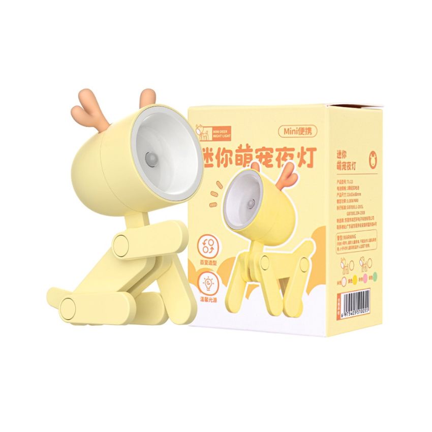 Đèn Led Mini Đọc Sách, Decor Bàn Học Hình Chú Chó, Hươu Có Khớp Điều Chỉnh Nhiều Màu Sắc