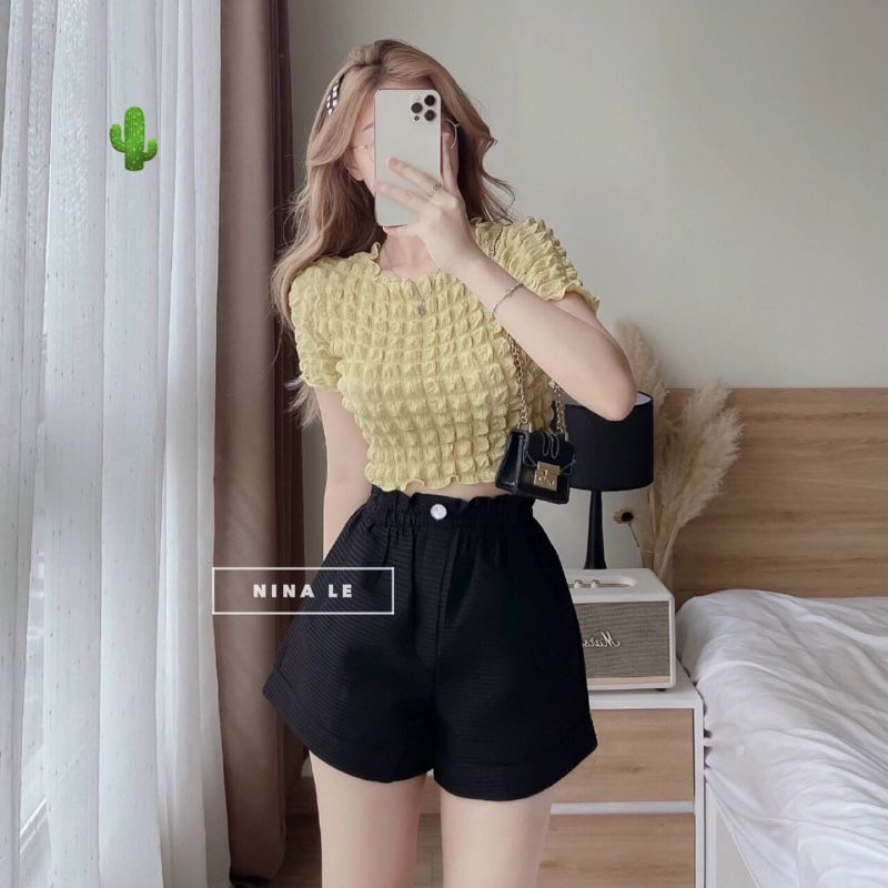 🌺 Áo croptop xốp vuông ngắn tay xịn xò mẫu siêu hót 🌺
