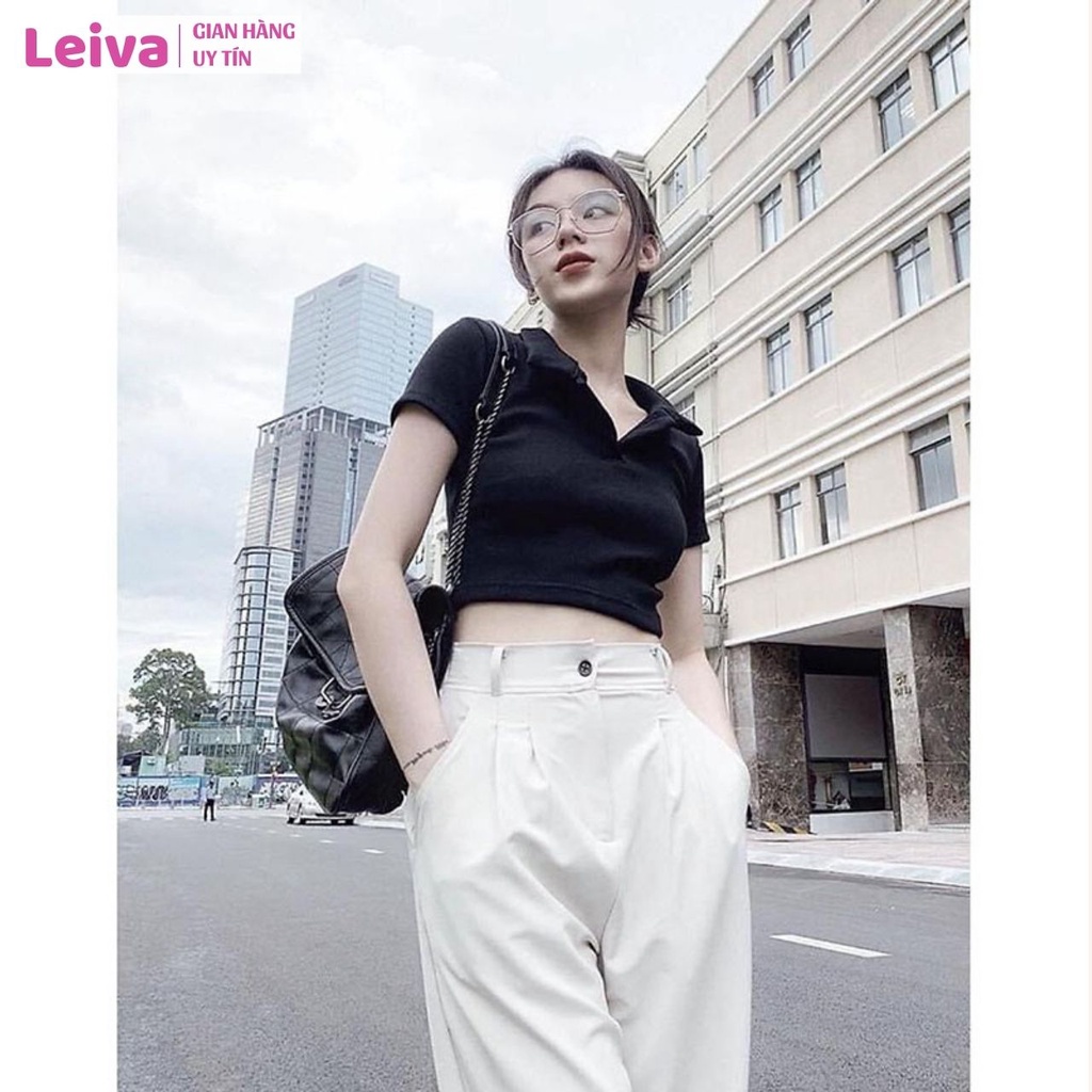 Áo polo croptop LEIVA áo croptop có cổ cao cấp thun cotton co giãn 4 chiều thoáng mát - L03 | BigBuy360 - bigbuy360.vn