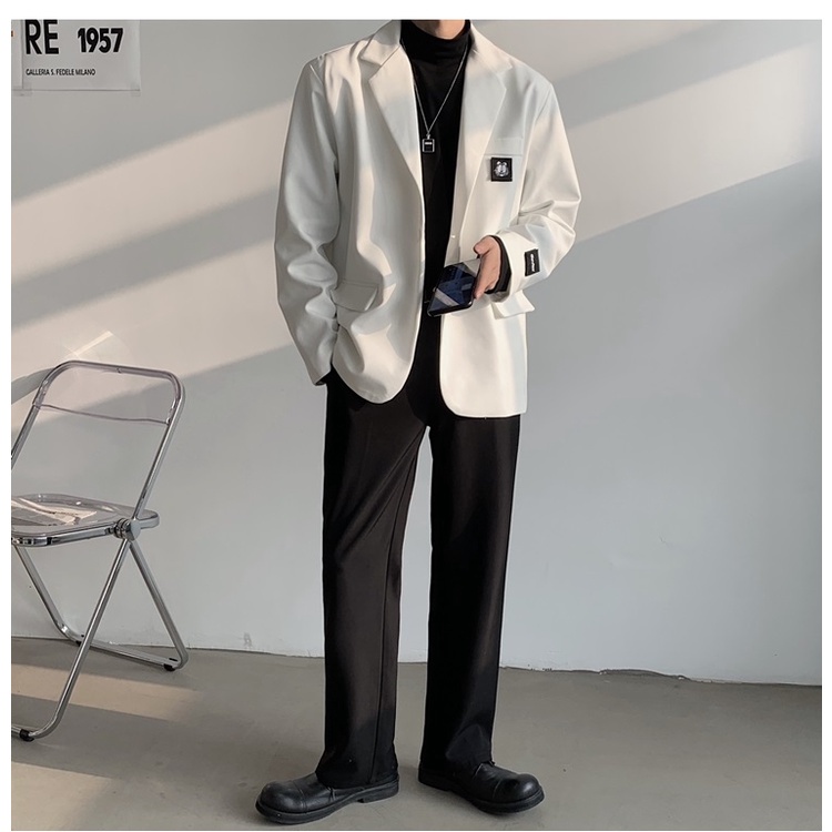 Áo khoác cao cấp màu trắng/đen phong cách hàn quốc giản dị thời trang mùa thu cho nam