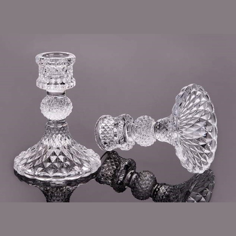 AOTO Glass Taper Candle Holder Decorative Candlestick Holder,  Modern Crystal Candelabra Pillar Glass Candle Stand Candleholder for Wedding Dinning Table Centerpieces Home Decoration