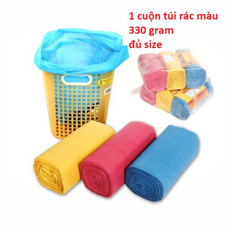 1 cuộn túi đựng rác màu tự phân hủy không nhám đủ size