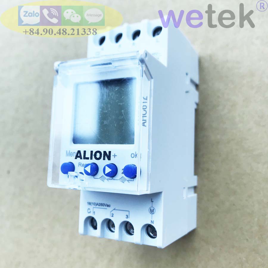 Công tắc hẹn giờ timer 24h 7 ngày Alion AHC-612 điện tử, 2 kênh, 30 on/off, tiếp điểm 16A cho chiếu sáng, quảng cáo, bơm