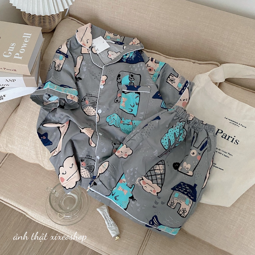 Bộ đồ ngủ nữ pijama kate thái, bộ mặc nhà áo cộc quần đùi xixeoshop