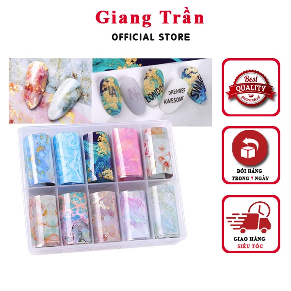 Set foil vân đá cực đẹp 10 cuộn dễ làm cho bộ móng hiệu sang chảnh