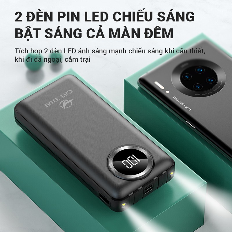 Pin sạc dự phòng  KJ-A123 25000mAh có sẵn 4 cáp sạc rất tiện lợi sạc nhanh thông minh 2.1A 4 cổng ra 3 cổng vào