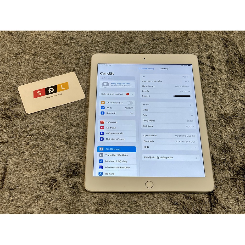 Máy tính bảng Apple iPad gen 6 (2018) 32GB WIFI bản unlock serial full chức năng