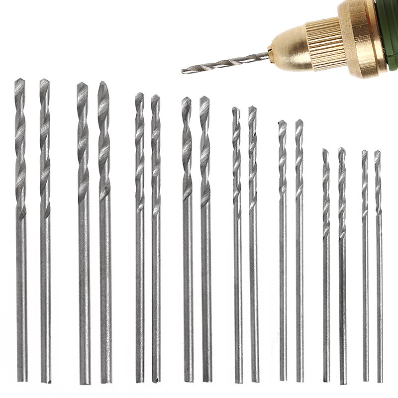 Set 16 mũi khoan xoắn thép trắng HSS cỡ 0.8-1.5mm cho máy khoan điện