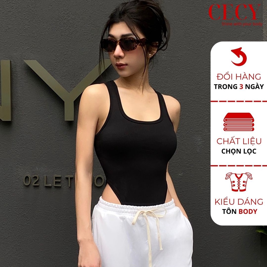 Áo liền thân Bodysuit Basic Khoét Eo Cao Cho Nữ Ôm Dáng BS02