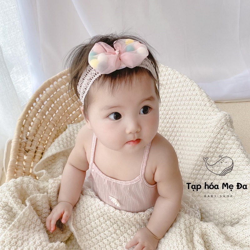 Băng đô cài tóc cho bé gái đính nơ bản to chính hãng Chicbaby