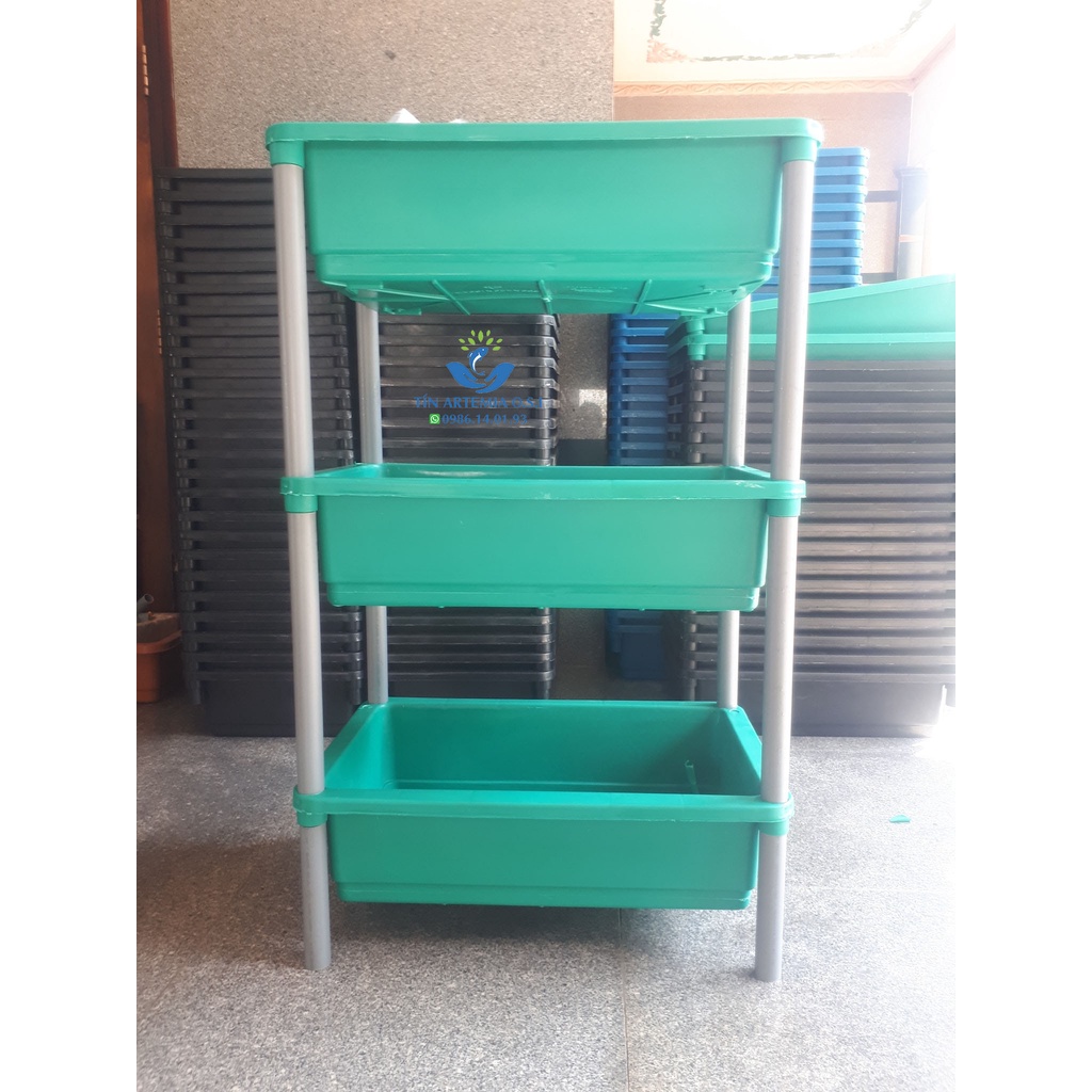 HOẢ TỐC - Bộ Khay Nhựa 3 Tầng Nuôi Cá, Trồng Rau 65x42x16