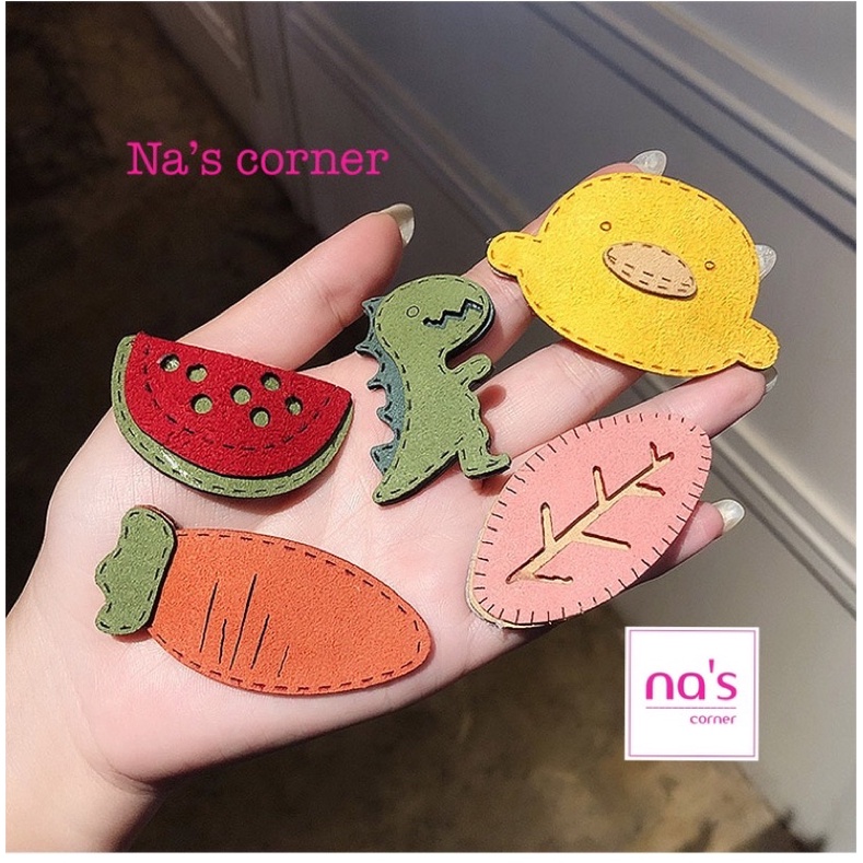 Bộ 5 kẹp tóc mỏ vịt dễ thương cho bé gái hình hoa thỏ khủng long trái cây