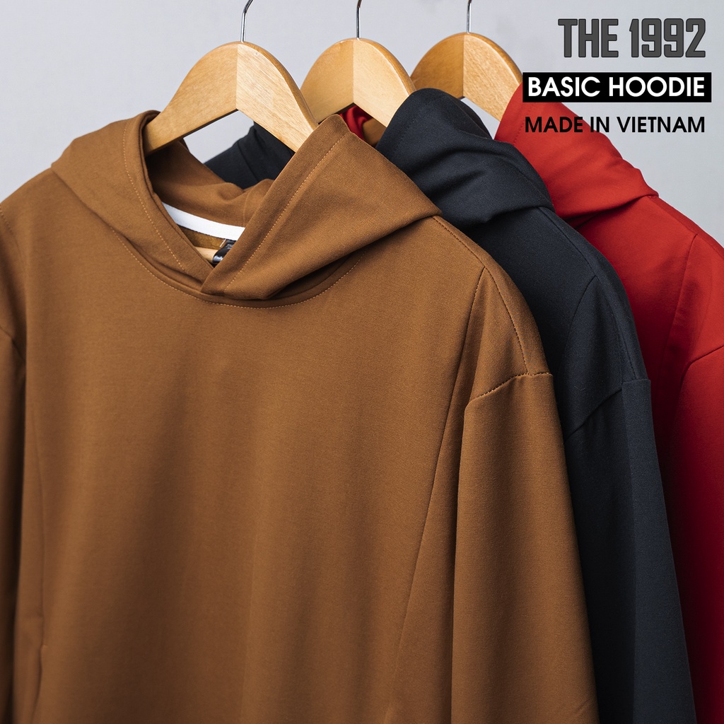 Áo nỉ Hoodie vải da cá trơn THE 1992 3 màu