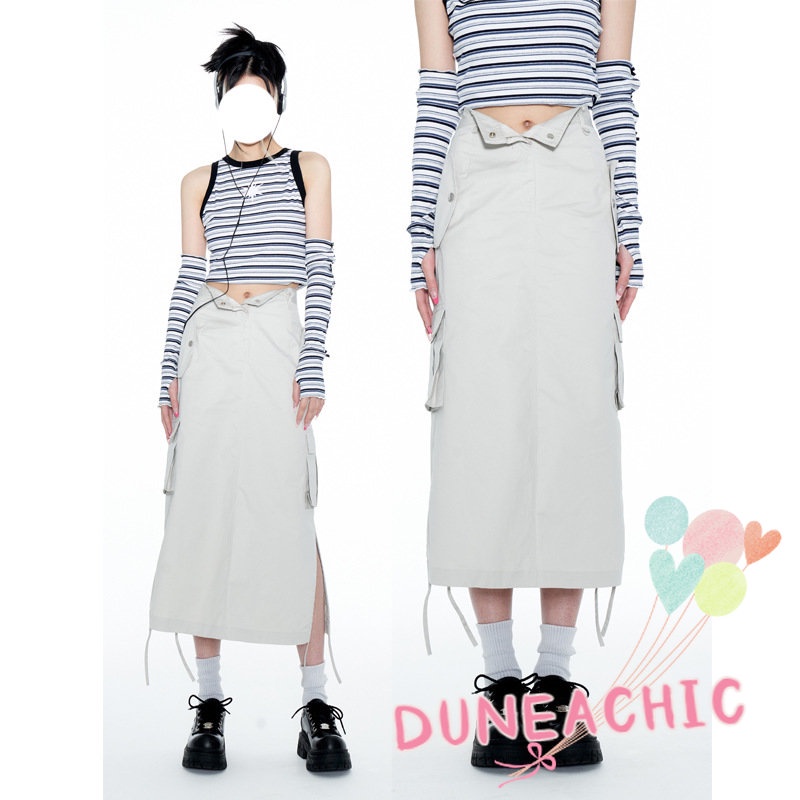 DUNEA Chân Váy Dài Trung Bình Ống Đứng Phong Cách Retro Công Sở Cho Nữ