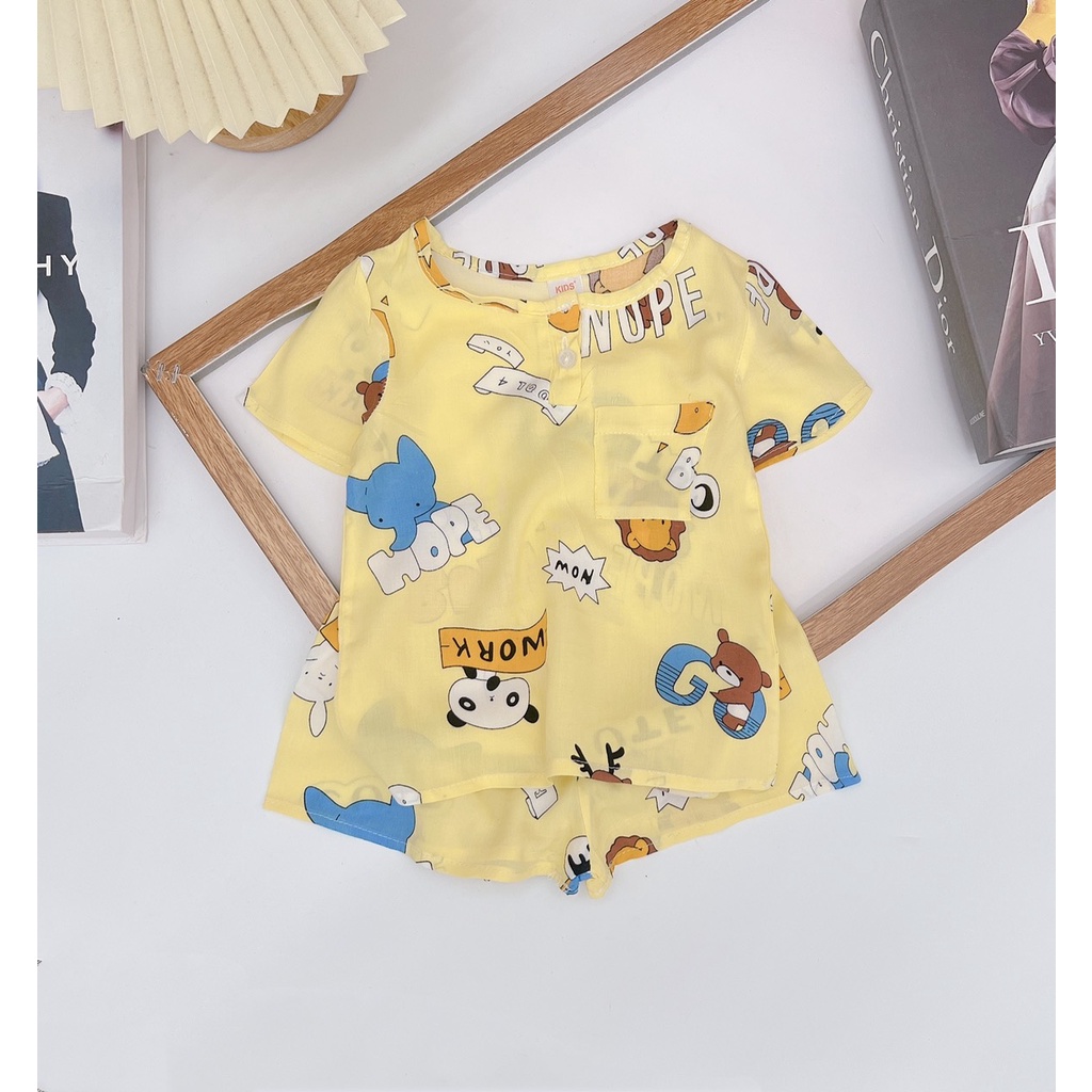 XẢ HÀNG Bộ cộc tay bé trai chất lanh, bộ lanh lụa không nhăn nhiều hình đặc biệt cho bé