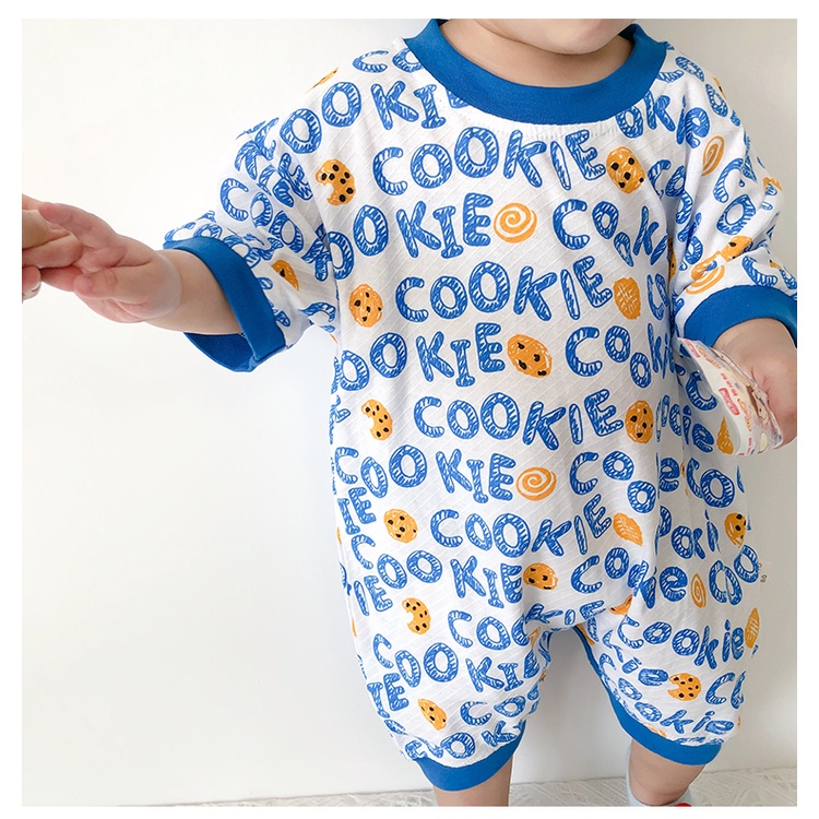 Bộ Áo Liền Quần Vải Cotton Tay Ngắn Dáng Rộng Thoáng Khí Thời Trang Mùa Hè Cho Bé Trai