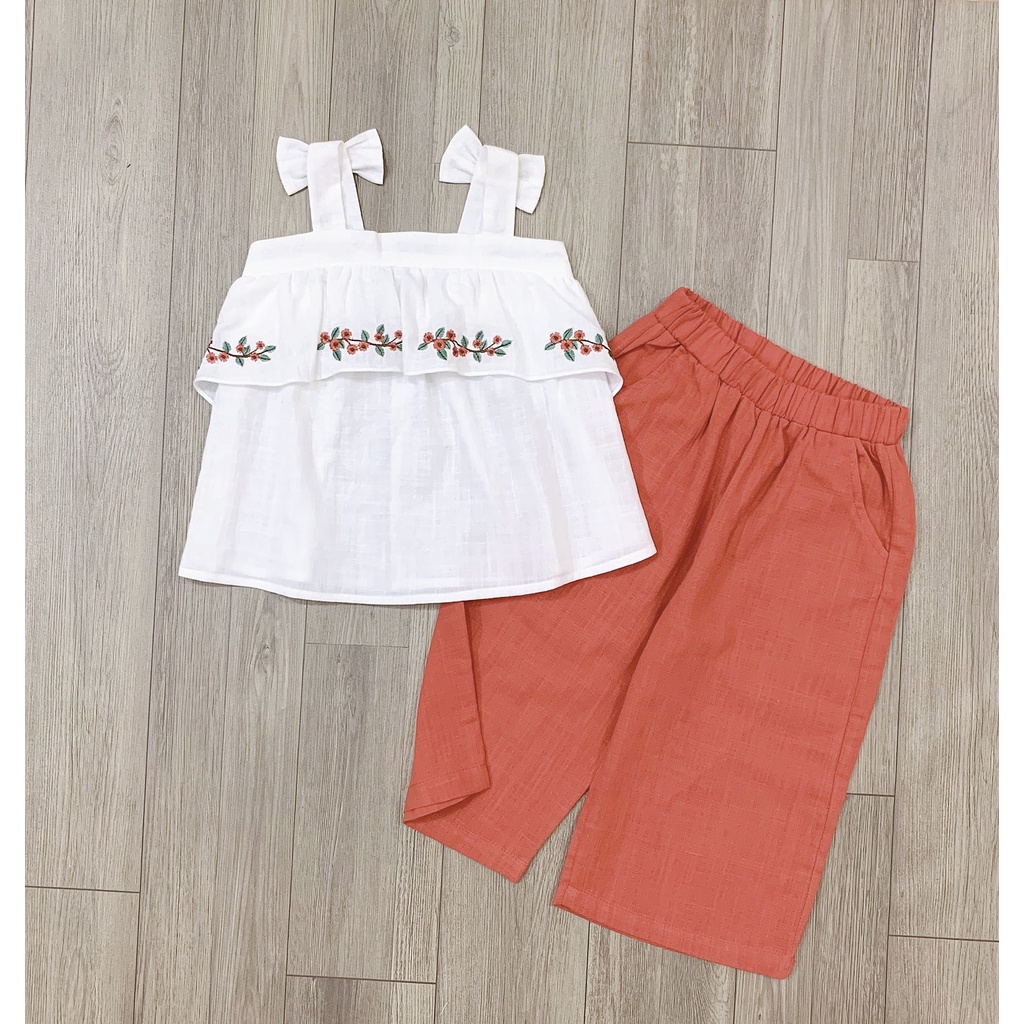 BỘ LỬNG THÊU VAI NƠ ZARA ĐÁNG YÊU CHO BÉ 9-30KG