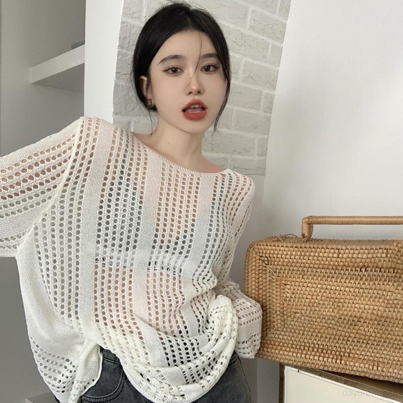 Áo Thun Tay Dài Chống Nắng Cổ Tròn Màu Trơn Thời Trang Hàn Quốc