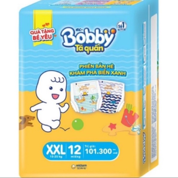 Tã quần BOBBY gói 12 miếng hàng tặng M12/L12/XL12/XXL12