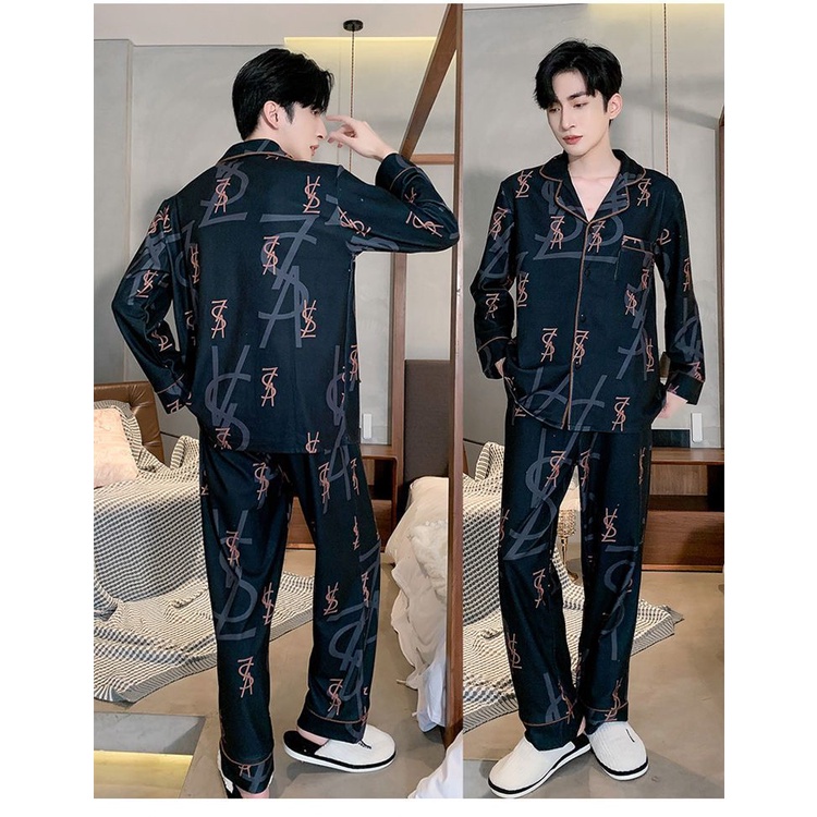 Bộ Đồ Ngủ Dài Tay Họa Tiết Hoạt Hình Sang Trọng Thoải Mái Thời Trang Cho Nam