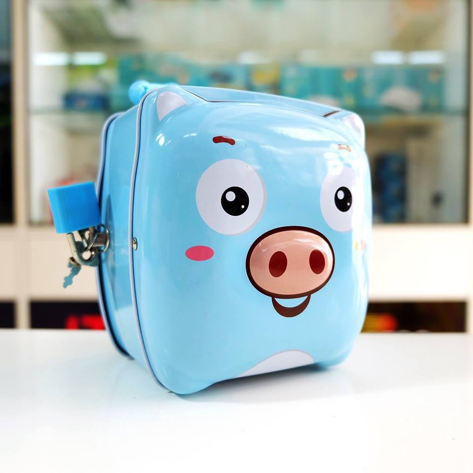 Két sắt Hình Heo- Hộp thiết có chìa khóa tiện dụng