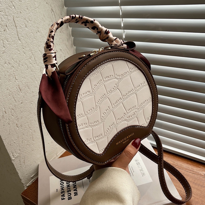 Túi Đeo Chéo Hình Tròn Cỡ Nhỏ Bằng Lụa Họa Tiết Vân Đá Thời Trang Cho Nữ