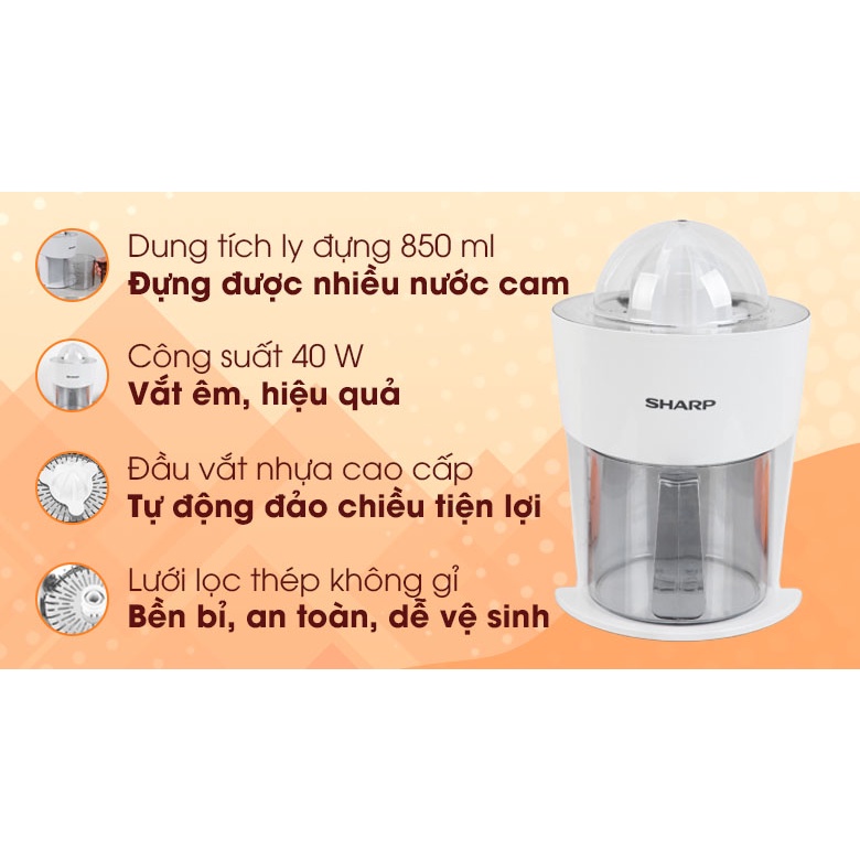 Máy vắt cam Sharp EJ-J256-WH, EJ-J407-WH, EJ-J407-BK, EJ-J415-WH, EJ-J408-WH, EJ-J850-BK, EJ-J130-ST (Hàng chính hãng)