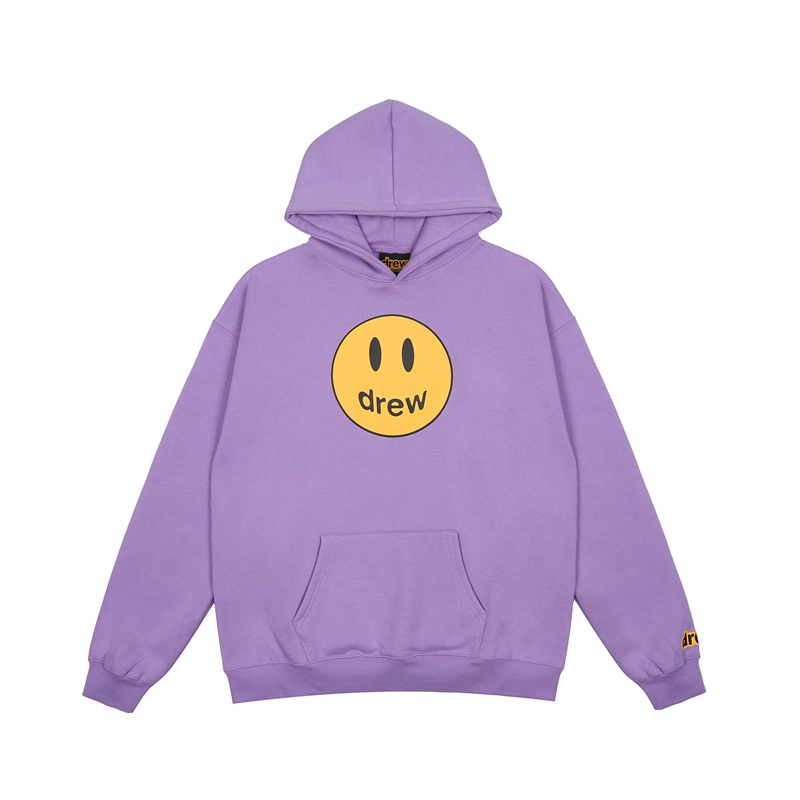 Goods In Stock DREW Men And Women Cotton Loose Smiley Print Pullover Long Sleeve All-match Hoodies