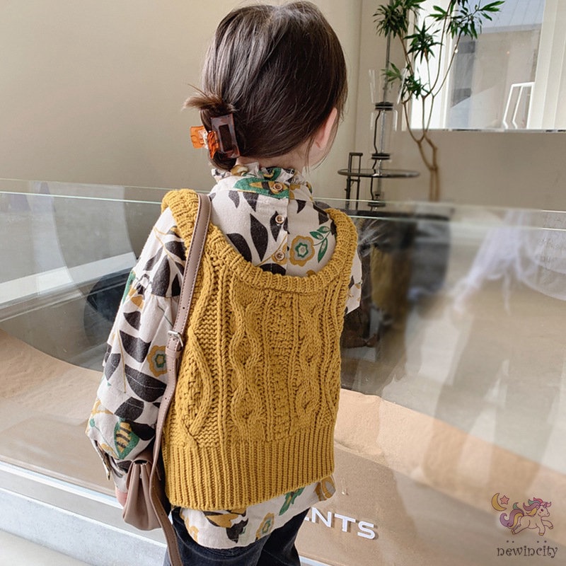 Korean Girls Autumn Retro Style Knitted Vest