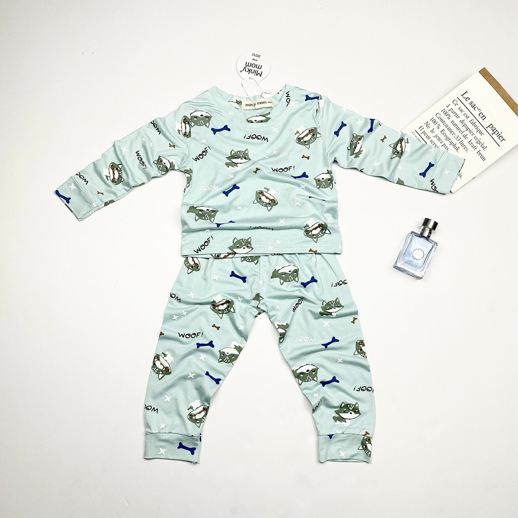 [HCM] Bộ quần áo thu đông trẻ em tay dài quần dài, Mẫu thú nhí cute, Cotton thun lạnh Minky Mom, vải Sài Gòn