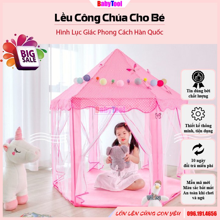 Lều Chơi Cho Bé Lều Công Chúa Cho Bé Hình Lục Giác Phong Cách Hàn Quốc (HÀNG CHÍNH HÃNG)