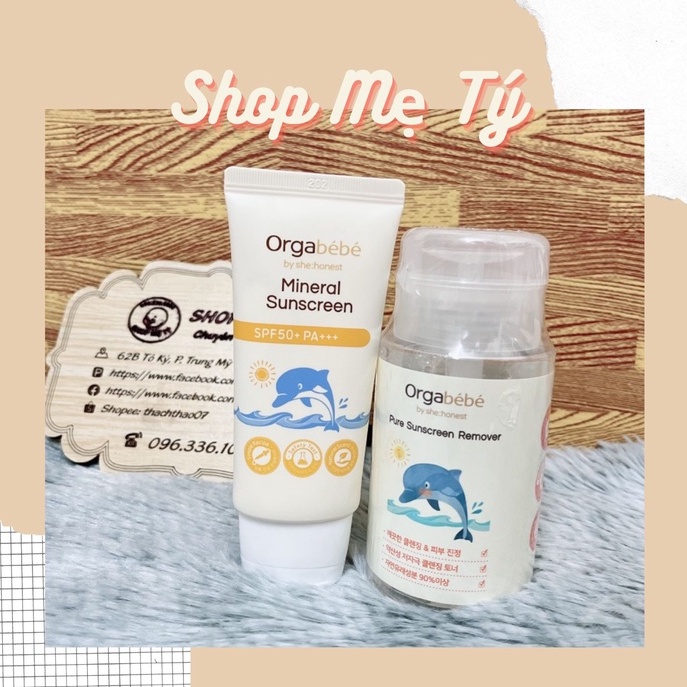 Kem chống nắng hữu cơ Orgabebe SPF 50+ PA+++ và tẩy trang Orgabébé Nội địa