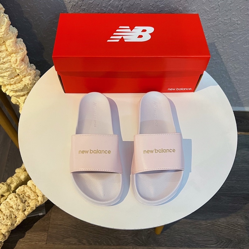 Dép NewBalance Black & Green & White & Blue logo thêu