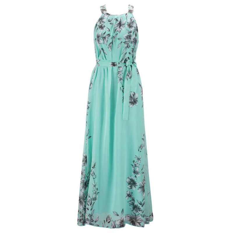 Xiangbao Đầm Dài Không Tay Dáng Dài Cỡ Lớn In Hoa Phong Cách Bohemian Cổ Điển Thời Trang Mùa