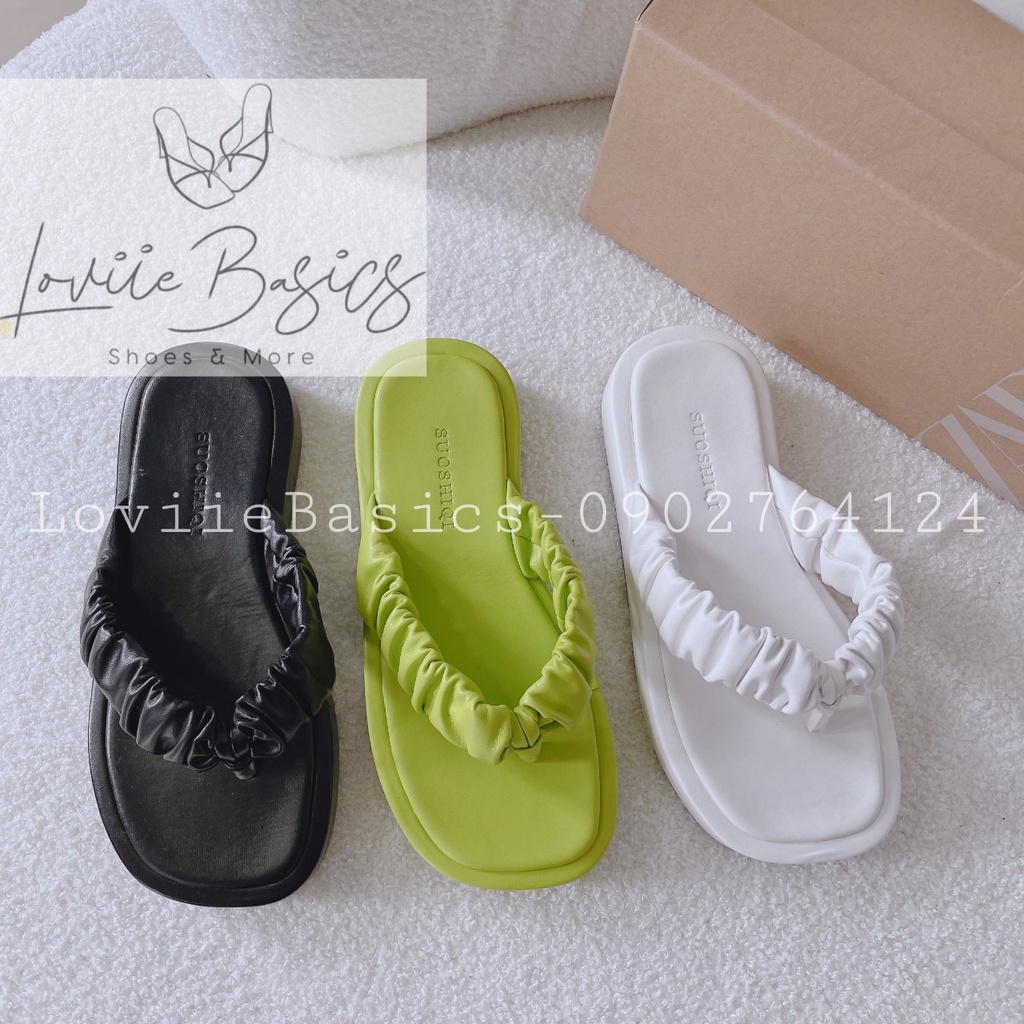 DÉP XUỒNG NỮ LOVIIE BASICS - DÉP THỜI TRANG QUAI KẸP NHÚNG - DÉP ĐẾ BẰNG 3 PHÂN D220310 D220403