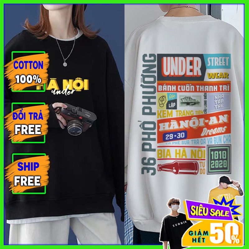 [MẪU MỚI TREND THU ĐÔNG 2021] Áo sweater LOGO under Hà Nội Form Rộng Áo hoodie UNISEX Nam Nữ- In Hình Local Brand AN02