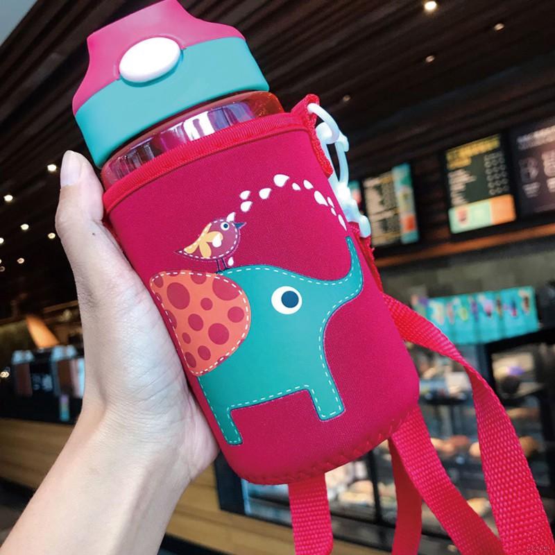 Bình Đựng Nước 480ml Có Ống Hút In Hoạt Hình Đáng Yêu Cho Bé