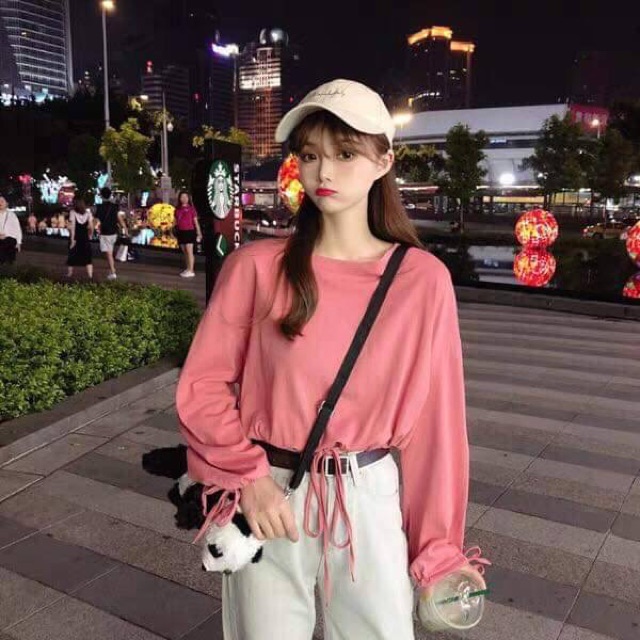 Áo thun trơn buộc gấu