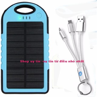Pin sạc dự phòng năng lượng mặt trời cho điện thoại+ cáp sạc móc khóa sạc cho android, iphone