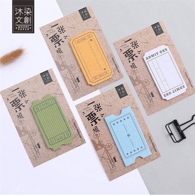 Tập 30 giấy note decor journal retro ticket( màu trắng)