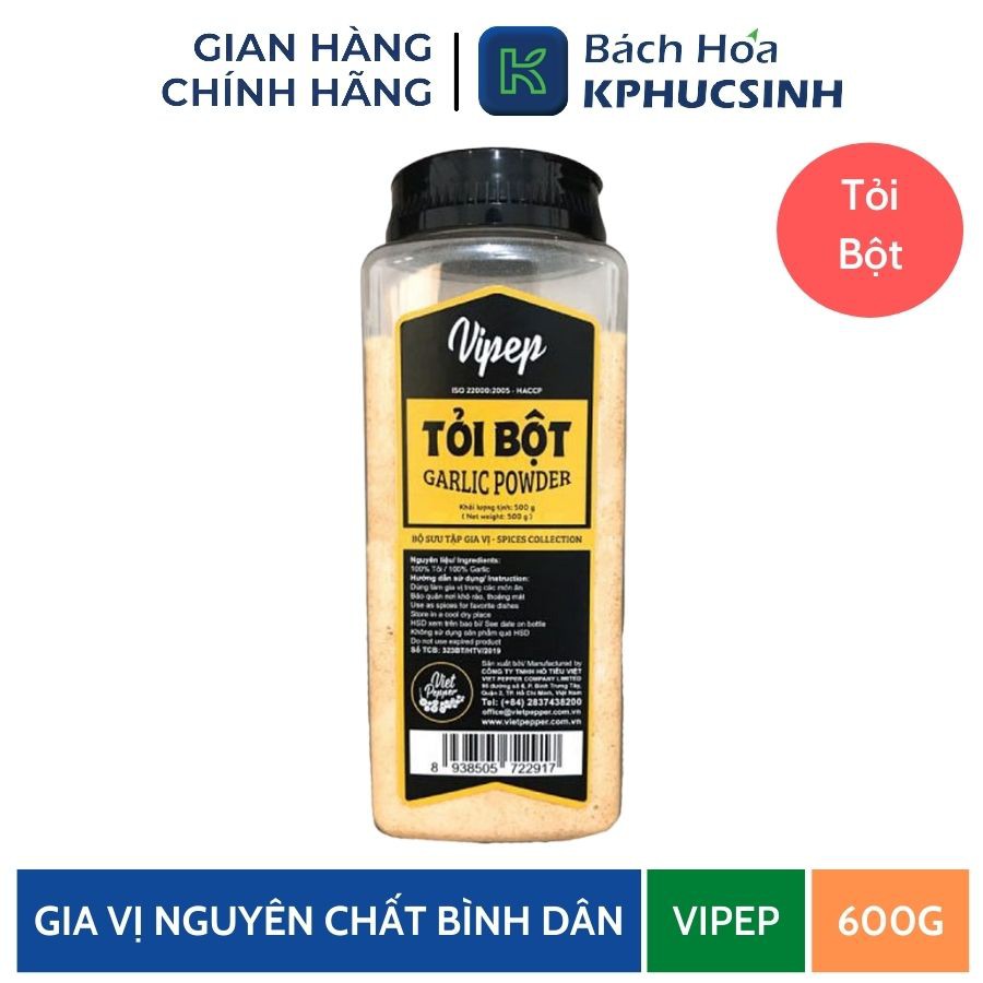 Hủ 600gr tỏi bột Vipep nguyên chất KPHUCSINH - Hàng Chính Hãng