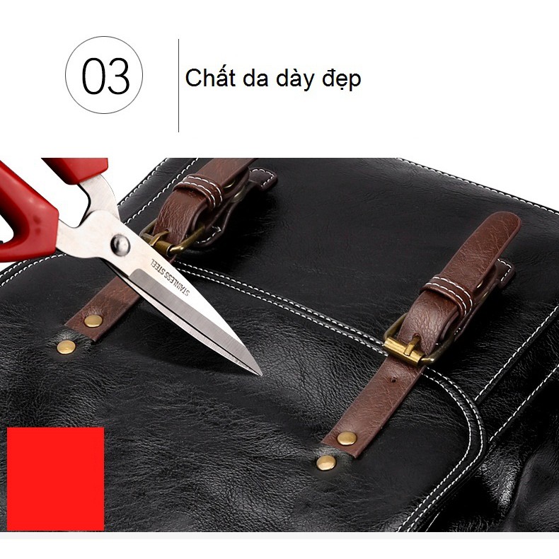 Balo da nam thời trang Hàn Quốc, chất da dày đẹp, vừa laptop 14inch