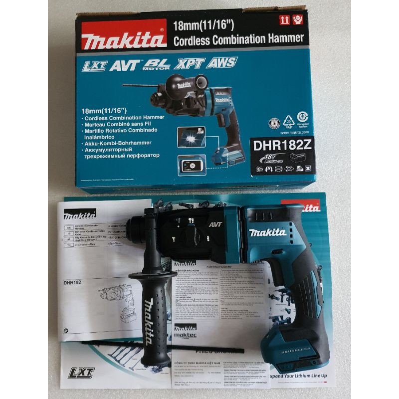 THÂN MÁY KHOAN BÊ TÔNG 3 CHỨC NĂNG MAKITA DHR182Z - 18V. BL MOTOR. (Sp chưa bao gồm Pin và Sạc