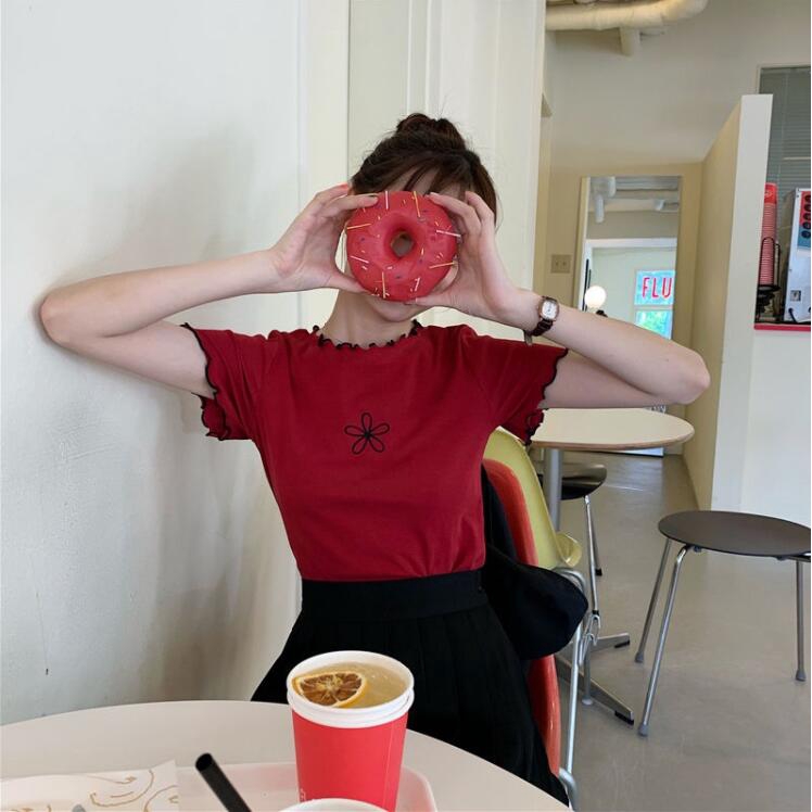 Áo Thun Ngắn Tay Thêu Họa Tiết Xinh Xắn Với 3 Màu Sắc Chọn Lựa | BigBuy360 - bigbuy360.vn