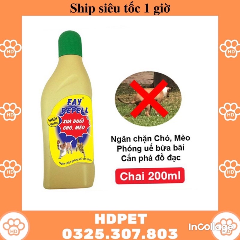 Fay Repell - Xịt ngăn chặn chó, mèo phóng uế bừa bãi, cắn phá đồ đạc, xua đuổi chó mèo 200ml