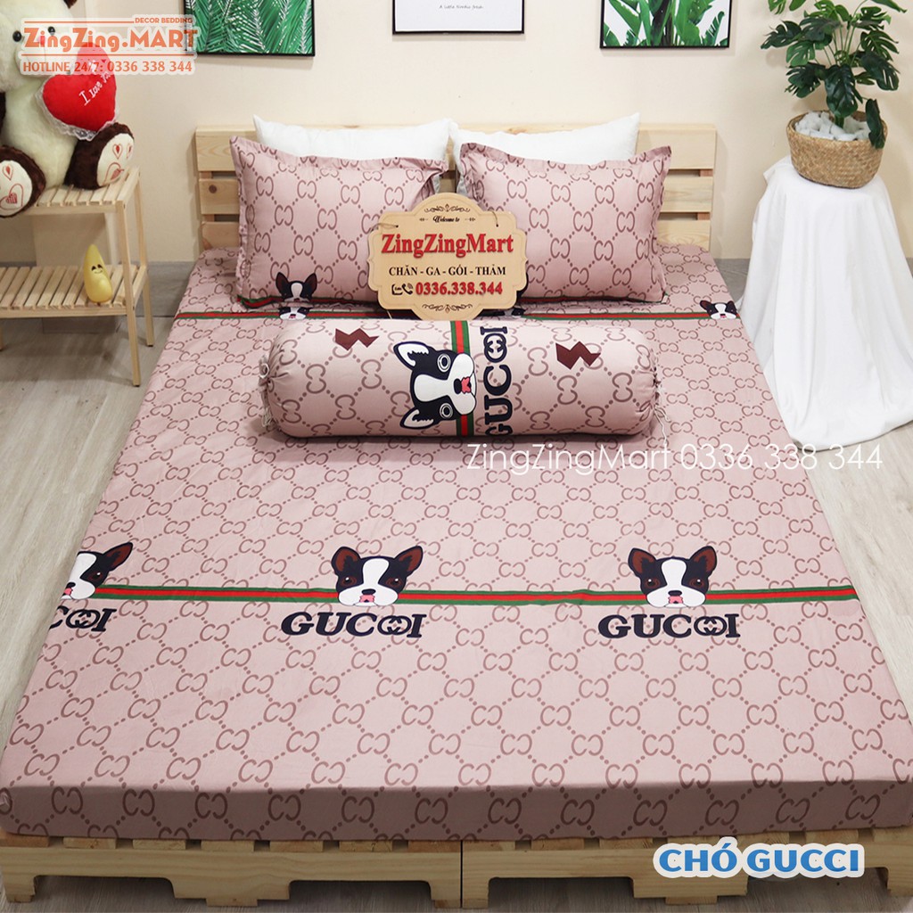 Bộ Ga Gối Poly Set 3 món | Bộ Drap giường chó Gu chì - Ga trải giường ( 1m2/m6/m8/2m2 ) - ZingZingMart | BigBuy360 - bigbuy360.vn
