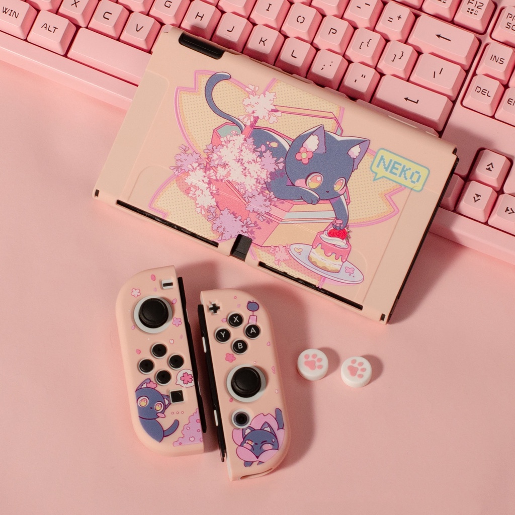 Vỏ Bảo Vệ Hộp Sạc Máy Chơi Game Switch V1 V2 / OLED Hình Mèo NEKO Dễ Thương