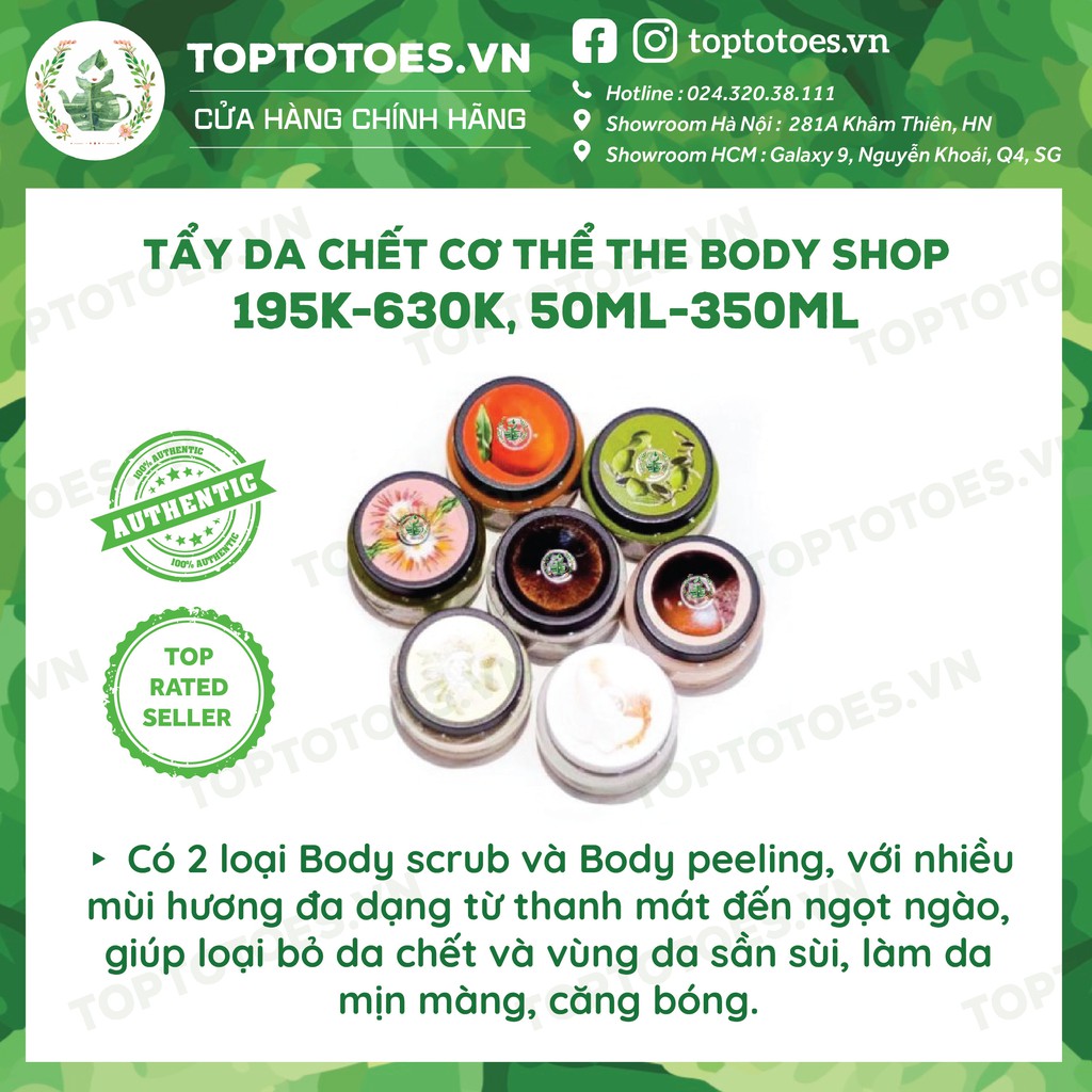 Tẩy da chết cho cơ thể The Body Shop Body Scrub/Body Peeling giúp da mềm mướt, bóng khoẻ, sáng mịn